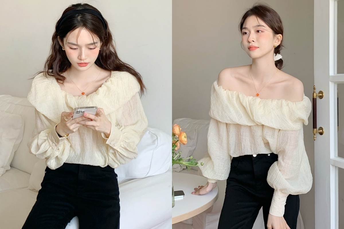 Kiểu áo trễ vai đáng sắm nhất trong mùa hè: Diện được 2 kiểu, từ thanh lịch đến gợi cảm- Ảnh 1. Kiểu áo trễ vai đáng sắm nhất trong mùa hè: Diện được 2 kiểu, từ thanh lịch đến gợi cảm- Ảnh 1.